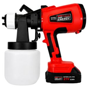 Pistola de Pintura com Bateria 21V 2A Reservatório 800ml Pressão 160L/M PP1000